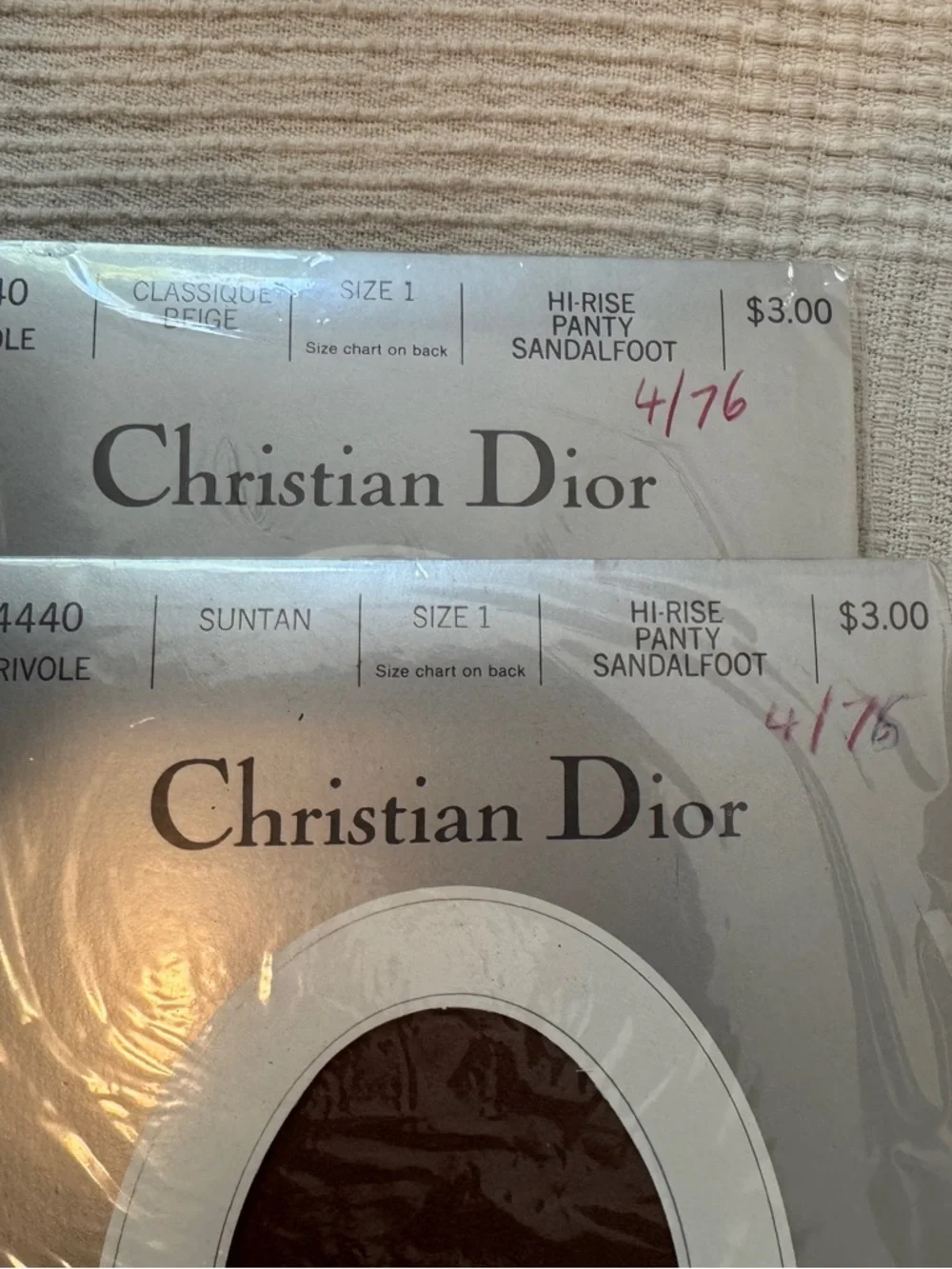 Vintage Dior 1970s Vintage Sheer Hosiery - Suntan and Classic Beige Small NOS